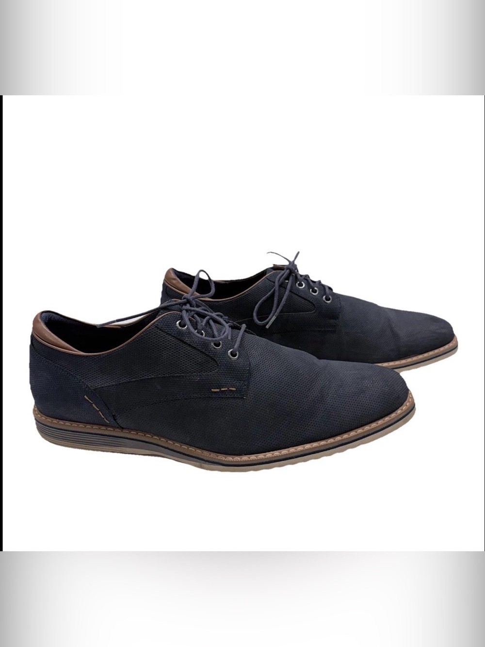 Freeman Men’s Blue Mesh Derby Oxfords Memory Foam Comfort Dress Shoes Preppy 12w